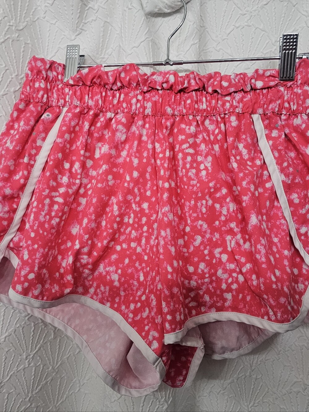 Women's Large Pink & White Zelos Running Shorts w/Built-In Undies & Key Pocket